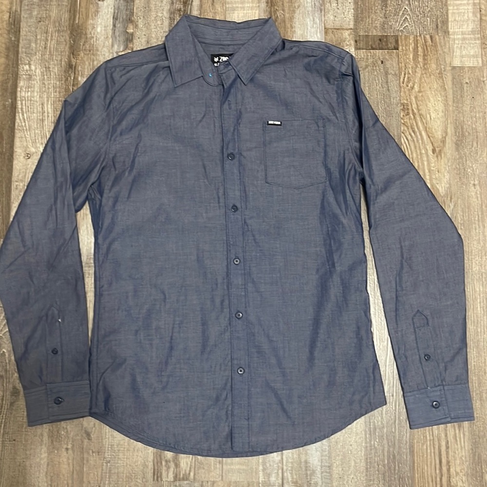 Zoo York Denim Blue Long Sleeve Button Up Dress Shirt
